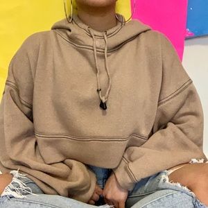cropped chunky tan sweater hoodie